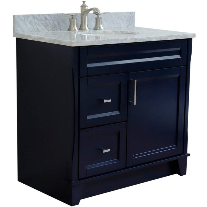 Bellaterra Home Terni 37" 1-Door 2-Drawer Blue Freestanding Vanity Set - Luxe Vanity & Tub