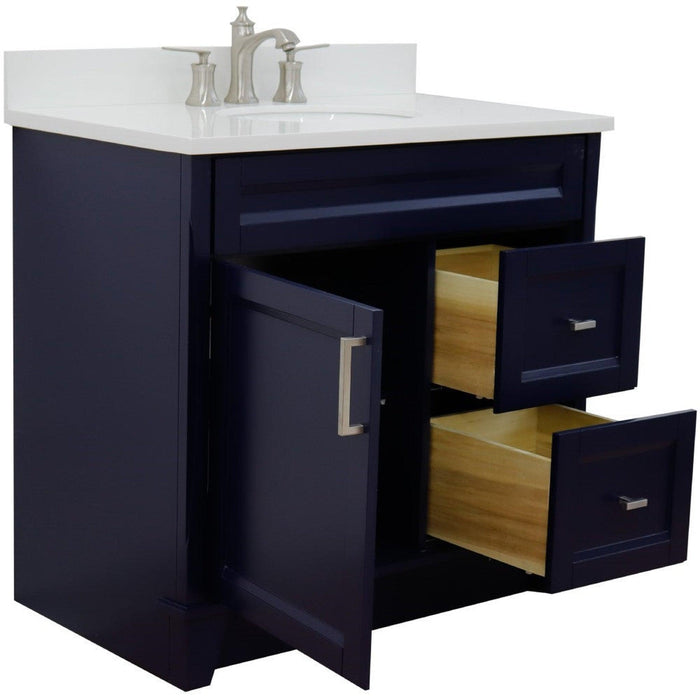 Bellaterra Home Terni 37" 1-Door 2-Drawer Blue Freestanding Vanity Set - Luxe Vanity & Tub