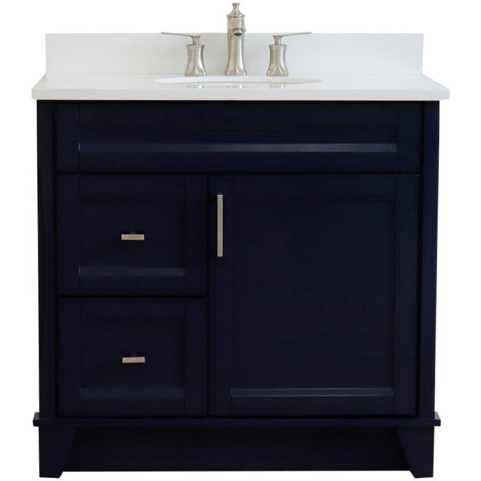 Bellaterra Home Terni 37" 1-Door 2-Drawer Blue Freestanding Vanity Set - Luxe Vanity & Tub