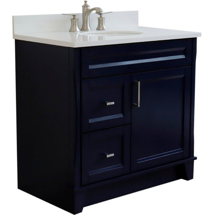 Bellaterra Home Terni 37" 1-Door 2-Drawer Blue Freestanding Vanity Set - Luxe Vanity & Tub