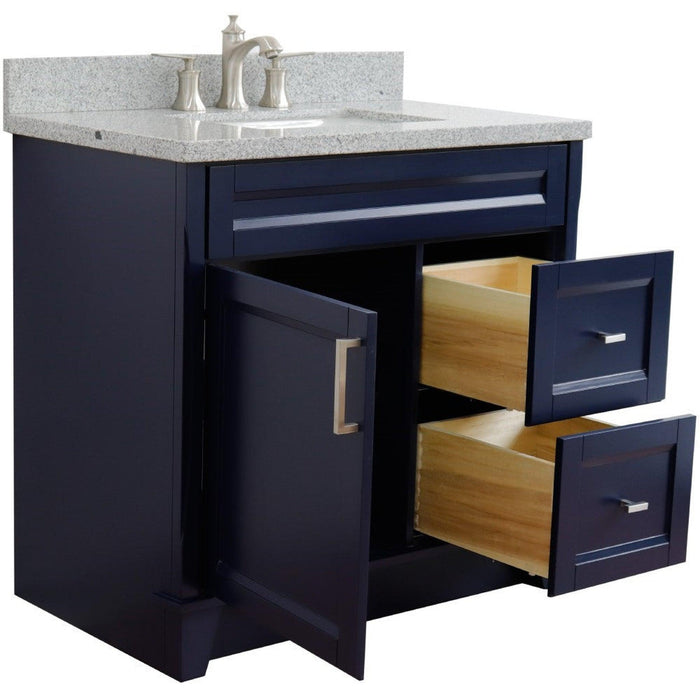 Bellaterra Home Terni 37" 1-Door 2-Drawer Blue Freestanding Vanity Set - Luxe Vanity & Tub