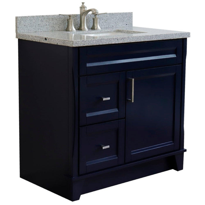 Bellaterra Home Terni 37" 1-Door 2-Drawer Blue Freestanding Vanity Set - Luxe Vanity & Tub