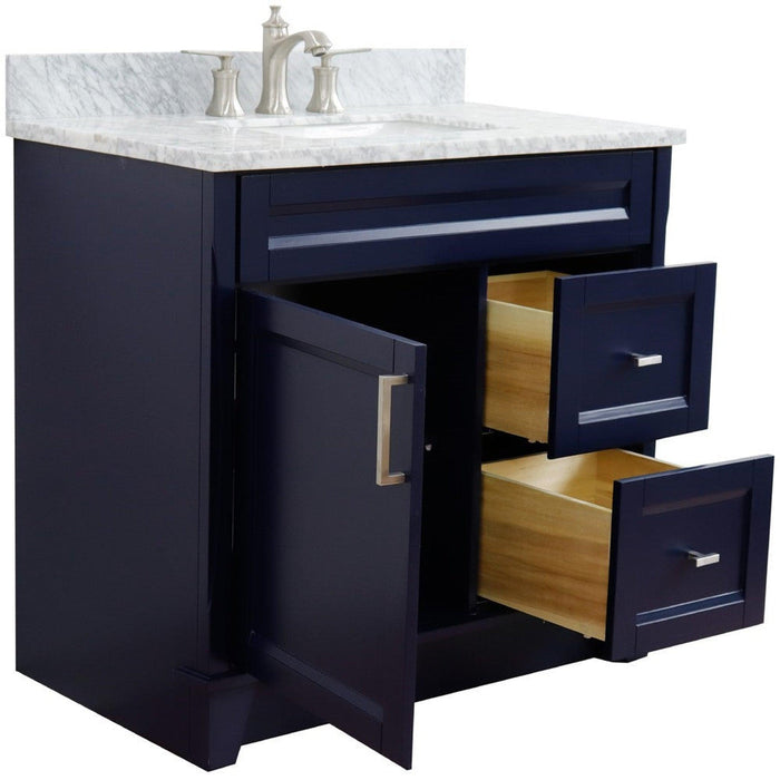 Bellaterra Home Terni 37" 1-Door 2-Drawer Blue Freestanding Vanity Set - Luxe Vanity & Tub