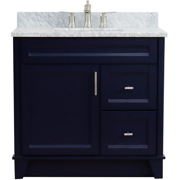 Bellaterra Home Terni 37" 1-Door 2-Drawer Blue Freestanding Vanity Set - Luxe Vanity & Tub