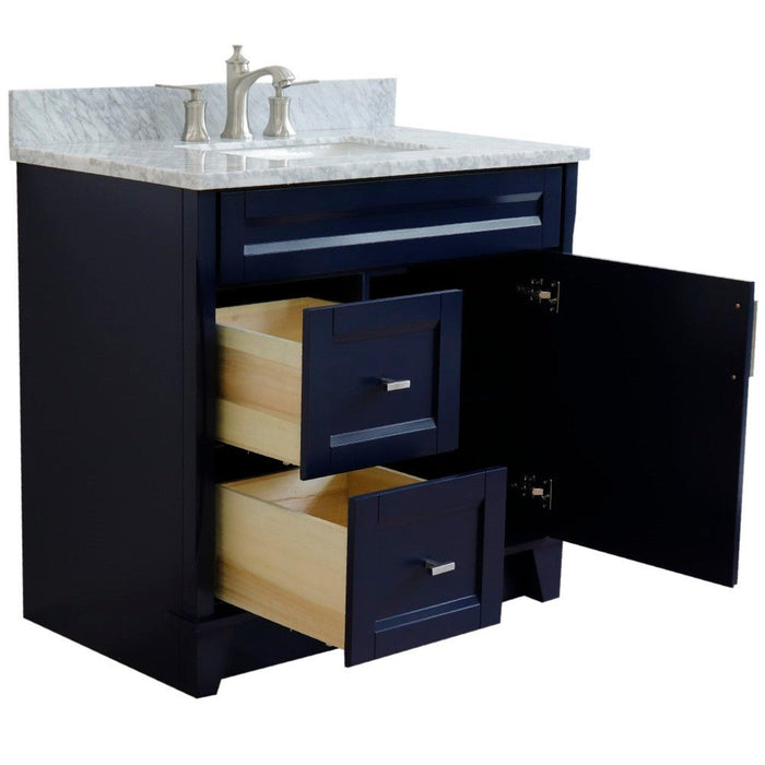 Bellaterra Home Terni 37" 1-Door 2-Drawer Blue Freestanding Vanity Set - Luxe Vanity & Tub