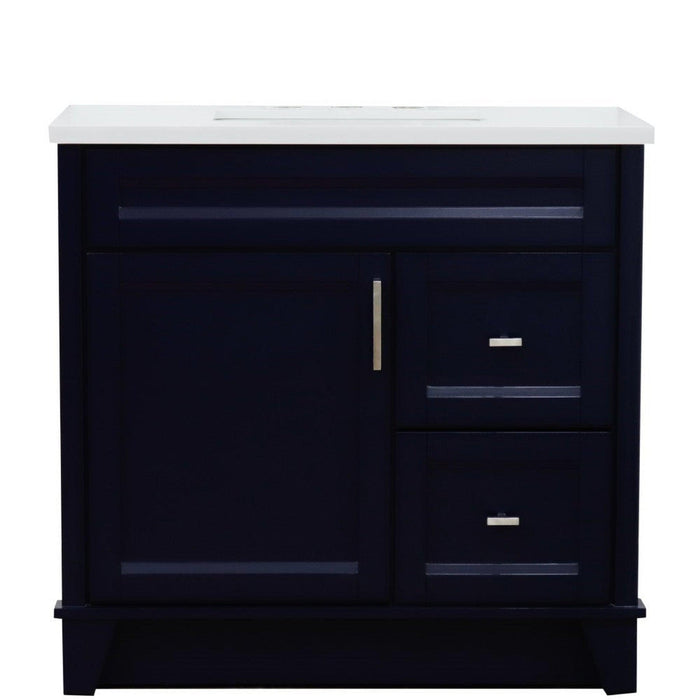 Bellaterra Home Terni 37" 1-Door 2-Drawer Blue Freestanding Vanity Set - Luxe Vanity & Tub