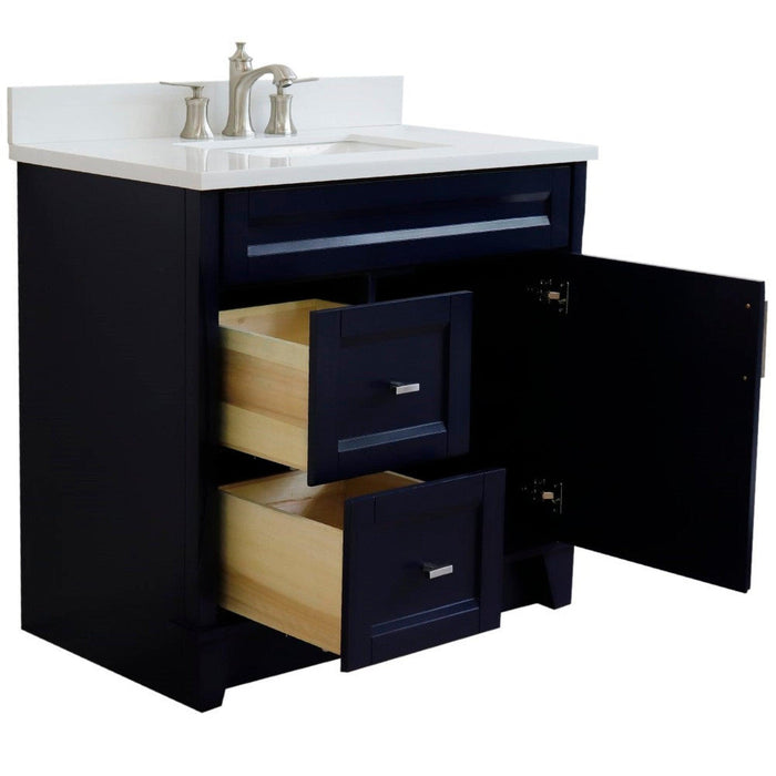 Bellaterra Home Terni 37" 1-Door 2-Drawer Blue Freestanding Vanity Set - Luxe Vanity & Tub