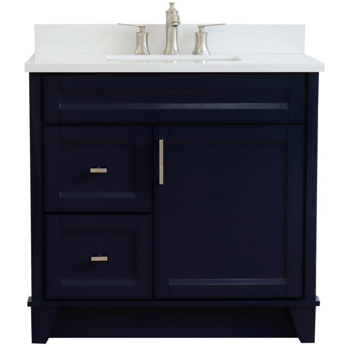 Bellaterra Home Terni 37" 1-Door 2-Drawer Blue Freestanding Vanity Set - Luxe Vanity & Tub