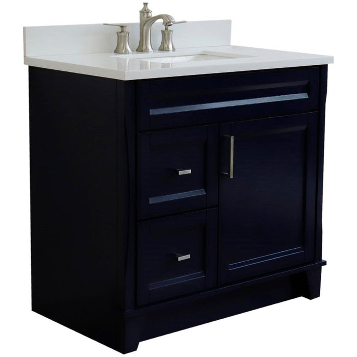 Bellaterra Home Terni 37" 1-Door 2-Drawer Blue Freestanding Vanity Set - Luxe Vanity & Tub