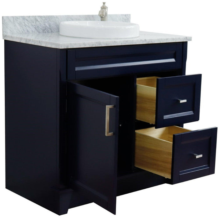 Bellaterra Home Terni 37" 1-Door 2-Drawer Blue Freestanding Vanity Set - Luxe Vanity & Tub