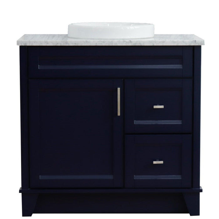 Bellaterra Home Terni 37" 1-Door 2-Drawer Blue Freestanding Vanity Set - Luxe Vanity & Tub