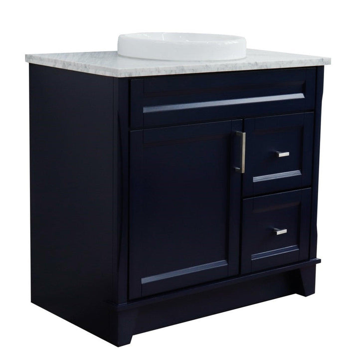 Bellaterra Home Terni 37" 1-Door 2-Drawer Blue Freestanding Vanity Set - Luxe Vanity & Tub