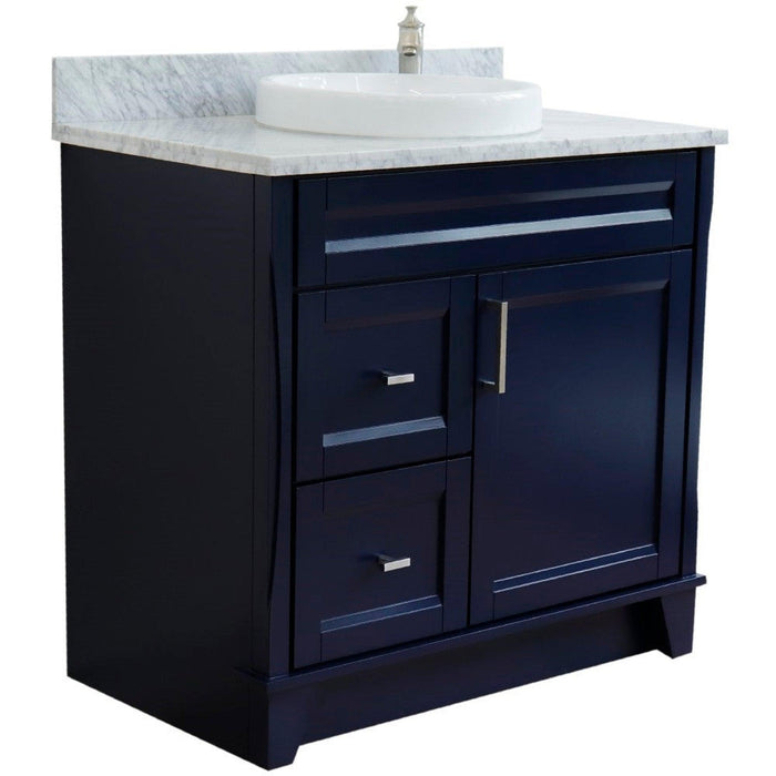 Bellaterra Home Terni 37" 1-Door 2-Drawer Blue Freestanding Vanity Set - Luxe Vanity & Tub