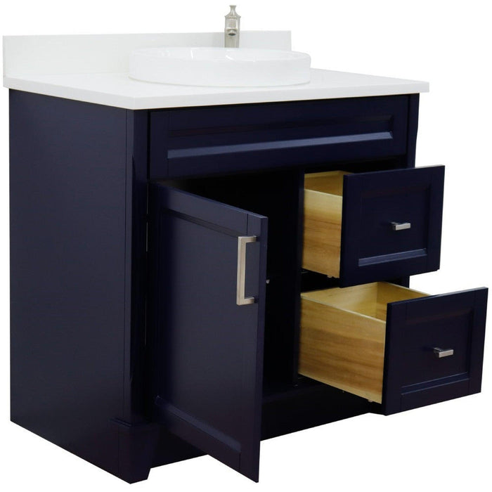 Bellaterra Home Terni 37" 1-Door 2-Drawer Blue Freestanding Vanity Set - Luxe Vanity & Tub