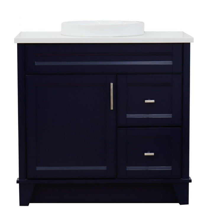 Bellaterra Home Terni 37" 1-Door 2-Drawer Blue Freestanding Vanity Set - Luxe Vanity & Tub