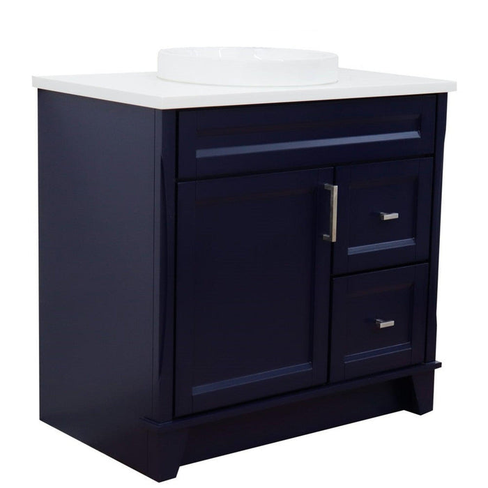 Bellaterra Home Terni 37" 1-Door 2-Drawer Blue Freestanding Vanity Set - Luxe Vanity & Tub