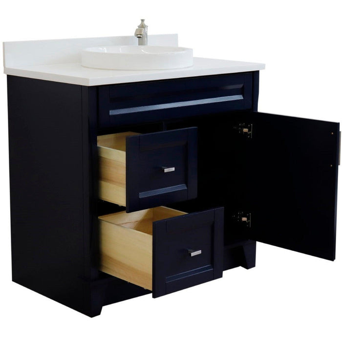 Bellaterra Home Terni 37" 1-Door 2-Drawer Blue Freestanding Vanity Set - Luxe Vanity & Tub