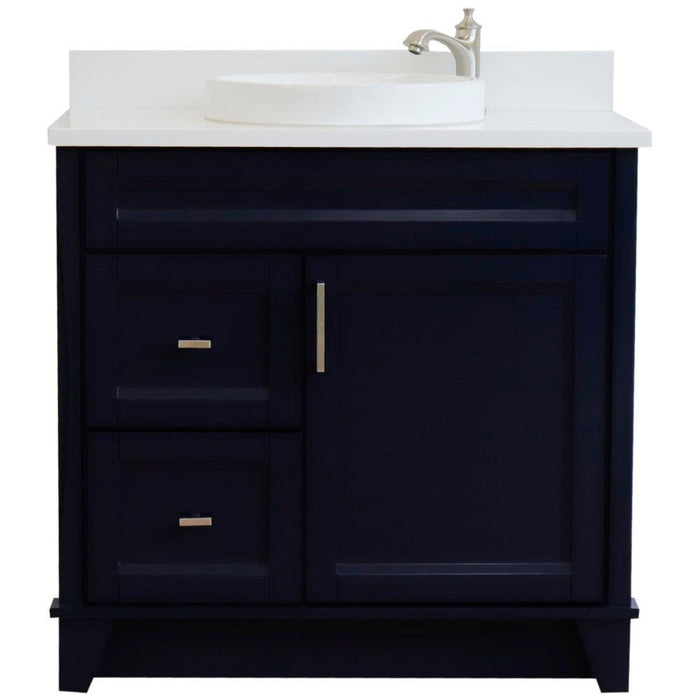 Bellaterra Home Terni 37" 1-Door 2-Drawer Blue Freestanding Vanity Set - Luxe Vanity & Tub