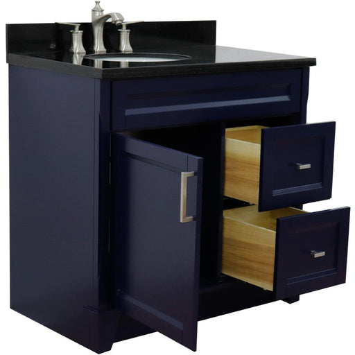 Bellaterra Home Terni 37" 1-Door 2-Drawer Blue Freestanding Vanity Set - Luxe Vanity & Tub