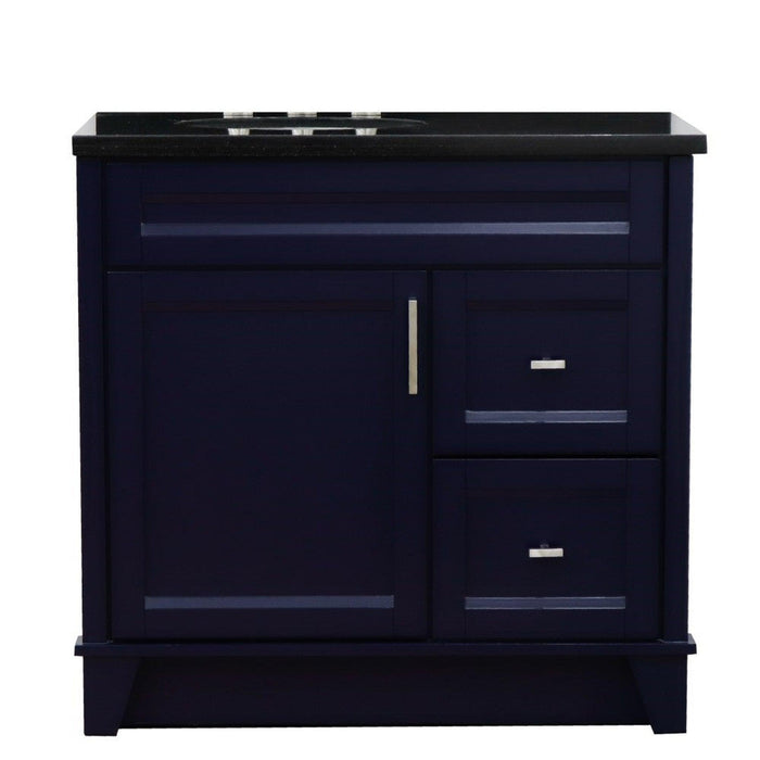 Bellaterra Home Terni 37" 1-Door 2-Drawer Blue Freestanding Vanity Set - Luxe Vanity & Tub