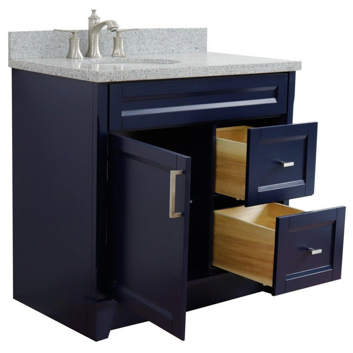 Bellaterra Home Terni 37" 1-Door 2-Drawer Blue Freestanding Vanity Set - Luxe Vanity & Tub