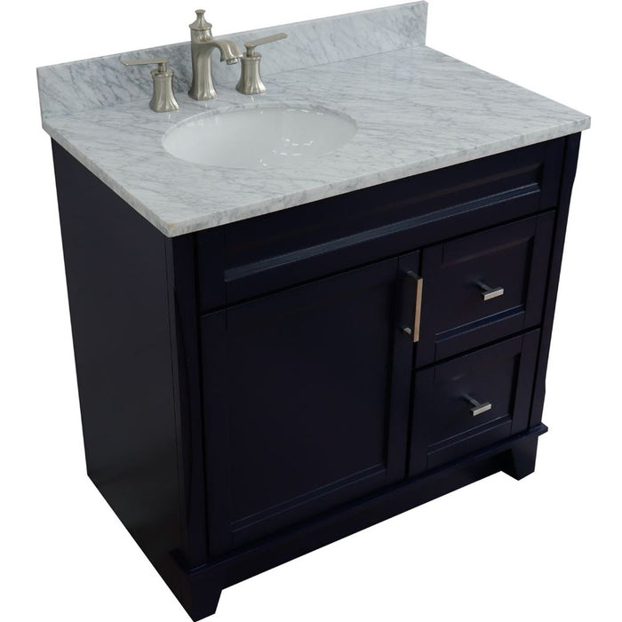 Bellaterra Home Terni 37" 1-Door 2-Drawer Blue Freestanding Vanity Set - Luxe Vanity & Tub