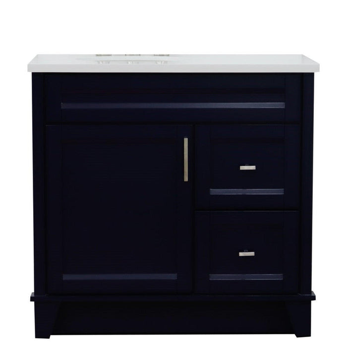 Bellaterra Home Terni 37" 1-Door 2-Drawer Blue Freestanding Vanity Set - Luxe Vanity & Tub