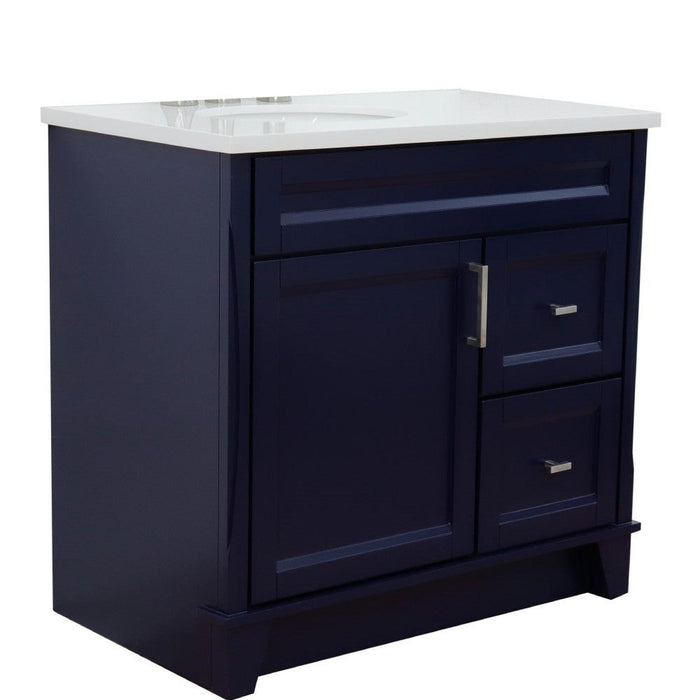 Bellaterra Home Terni 37" 1-Door 2-Drawer Blue Freestanding Vanity Set - Luxe Vanity & Tub