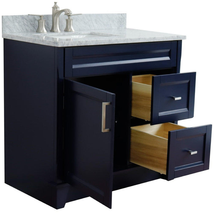 Bellaterra Home Terni 37" 1-Door 2-Drawer Blue Freestanding Vanity Set - Luxe Vanity & Tub