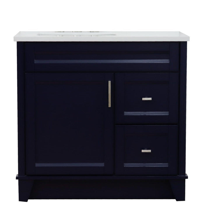 Bellaterra Home Terni 37" 1-Door 2-Drawer Blue Freestanding Vanity Set - Luxe Vanity & Tub