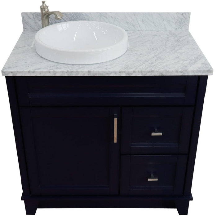 Bellaterra Home Terni 37" 1-Door 2-Drawer Blue Freestanding Vanity Set - Luxe Vanity & Tub