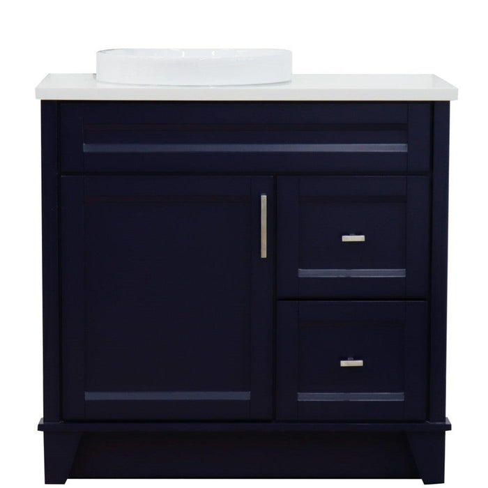 Bellaterra Home Terni 37" 1-Door 2-Drawer Blue Freestanding Vanity Set - Luxe Vanity & Tub