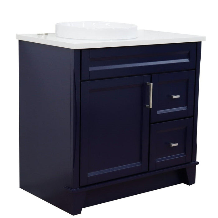 Bellaterra Home Terni 37" 1-Door 2-Drawer Blue Freestanding Vanity Set - Luxe Vanity & Tub