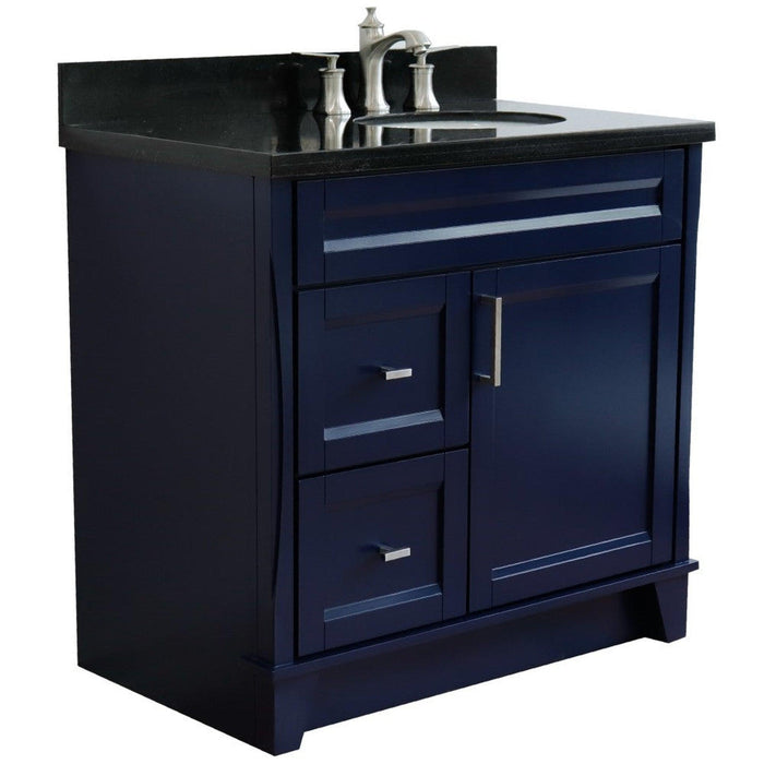 Bellaterra Home Terni 37" 1-Door 2-Drawer Blue Freestanding Vanity Set - Luxe Vanity & Tub