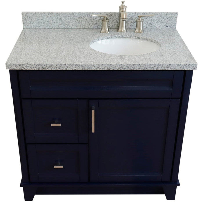 Bellaterra Home Terni 37" 1-Door 2-Drawer Blue Freestanding Vanity Set - Luxe Vanity & Tub