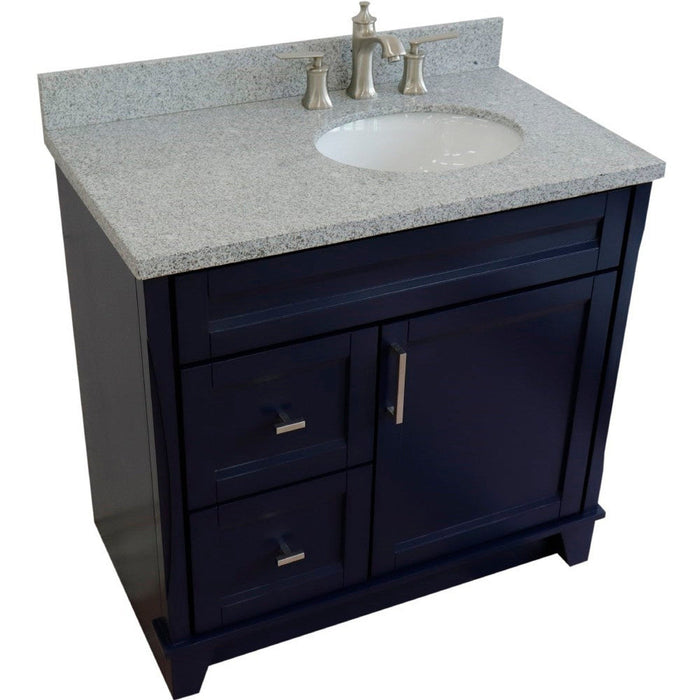 Bellaterra Home Terni 37" 1-Door 2-Drawer Blue Freestanding Vanity Set - Luxe Vanity & Tub