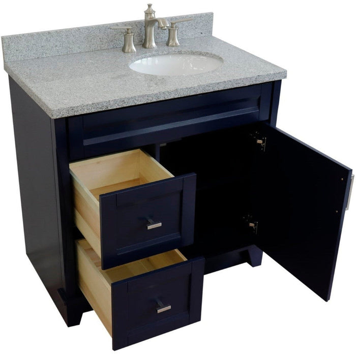 Bellaterra Home Terni 37" 1-Door 2-Drawer Blue Freestanding Vanity Set - Luxe Vanity & Tub