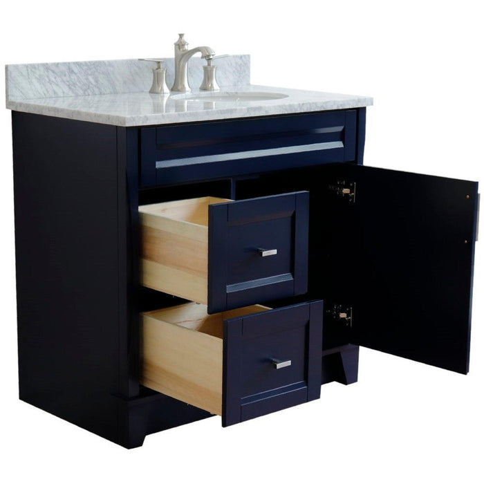 Bellaterra Home Terni 37" 1-Door 2-Drawer Blue Freestanding Vanity Set - Luxe Vanity & Tub