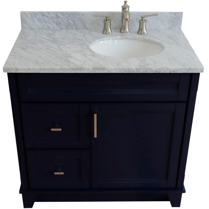 Bellaterra Home Terni 37" 1-Door 2-Drawer Blue Freestanding Vanity Set - Luxe Vanity & Tub