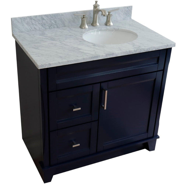 Bellaterra Home Terni 37" 1-Door 2-Drawer Blue Freestanding Vanity Set - Luxe Vanity & Tub