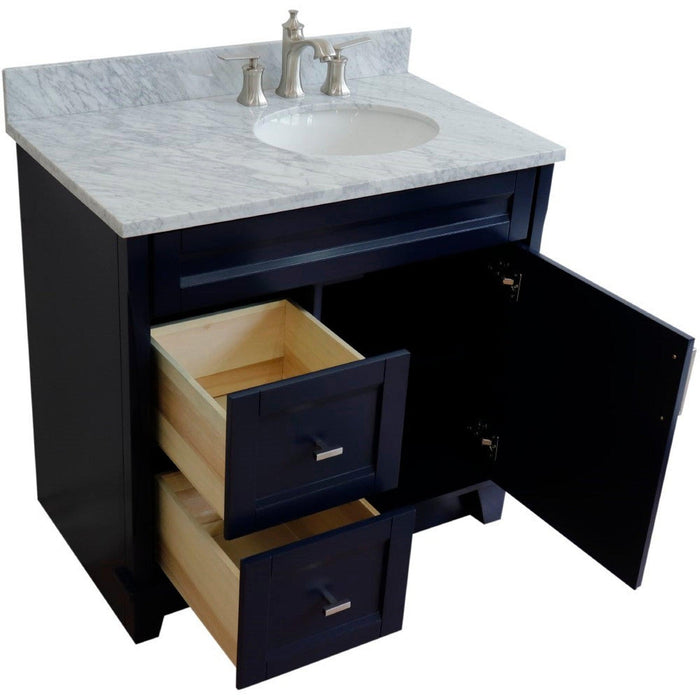 Bellaterra Home Terni 37" 1-Door 2-Drawer Blue Freestanding Vanity Set - Luxe Vanity & Tub