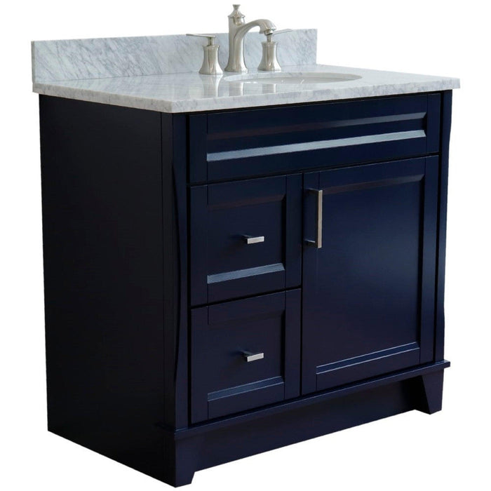 Bellaterra Home Terni 37" 1-Door 2-Drawer Blue Freestanding Vanity Set - Luxe Vanity & Tub