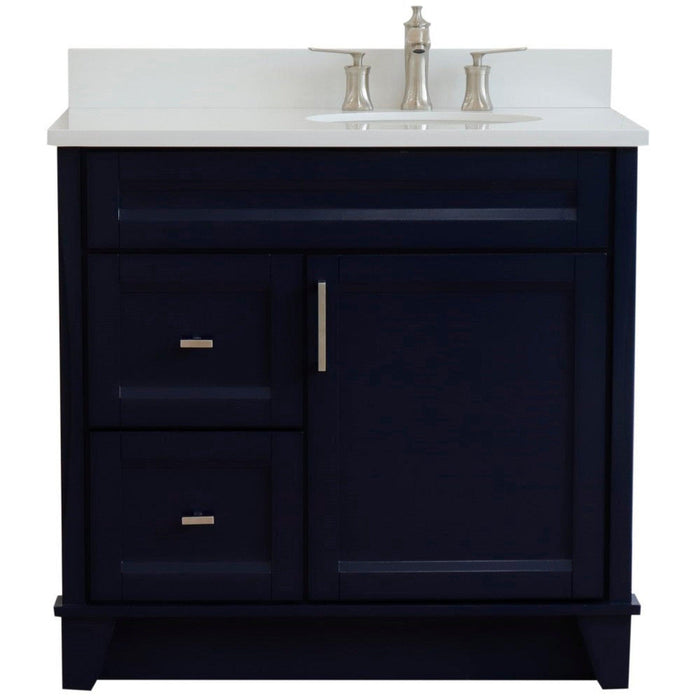 Bellaterra Home Terni 37" 1-Door 2-Drawer Blue Freestanding Vanity Set - Luxe Vanity & Tub