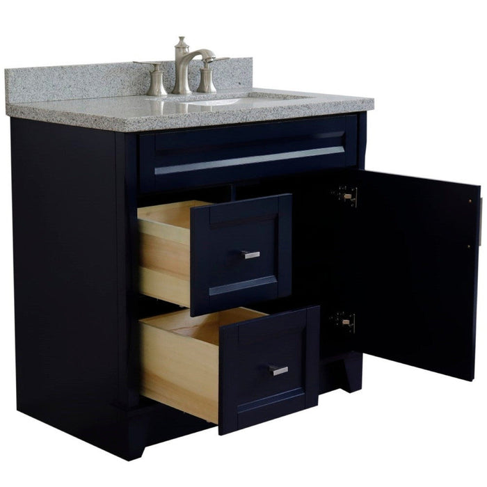 Bellaterra Home Terni 37" 1-Door 2-Drawer Blue Freestanding Vanity Set - Luxe Vanity & Tub