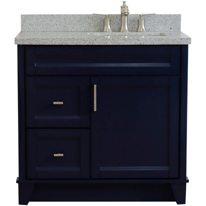 Bellaterra Home Terni 37" 1-Door 2-Drawer Blue Freestanding Vanity Set - Luxe Vanity & Tub