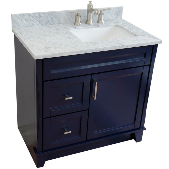 Bellaterra Home Terni 37" 1-Door 2-Drawer Blue Freestanding Vanity Set - Luxe Vanity & Tub