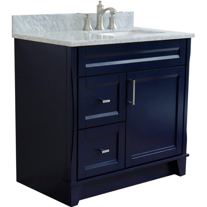 Bellaterra Home Terni 37" 1-Door 2-Drawer Blue Freestanding Vanity Set - Luxe Vanity & Tub