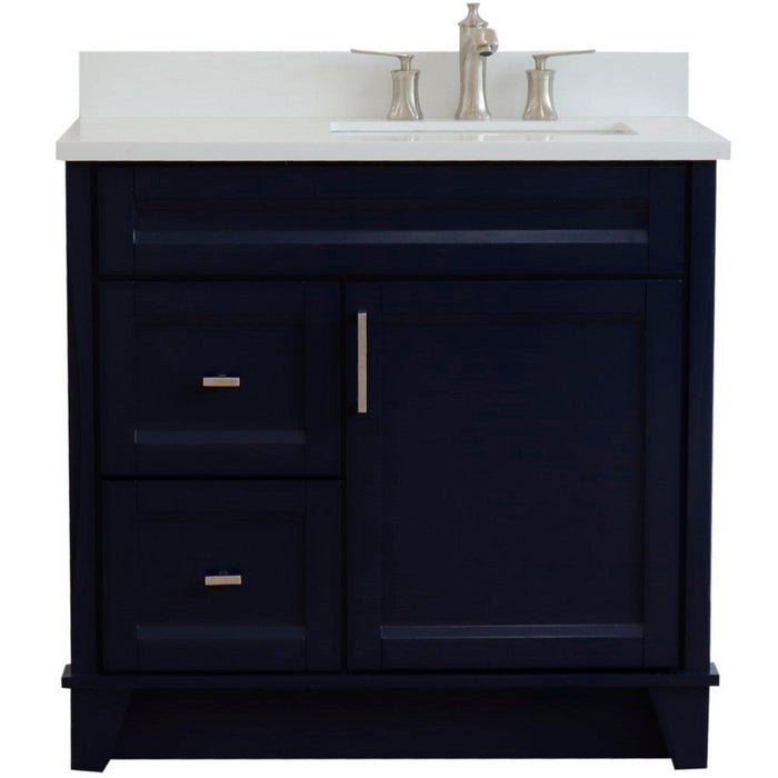 Bellaterra Home Terni 37" 1-Door 2-Drawer Blue Freestanding Vanity Set - Luxe Vanity & Tub