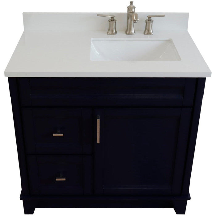 Bellaterra Home Terni 37" 1-Door 2-Drawer Blue Freestanding Vanity Set - Luxe Vanity & Tub