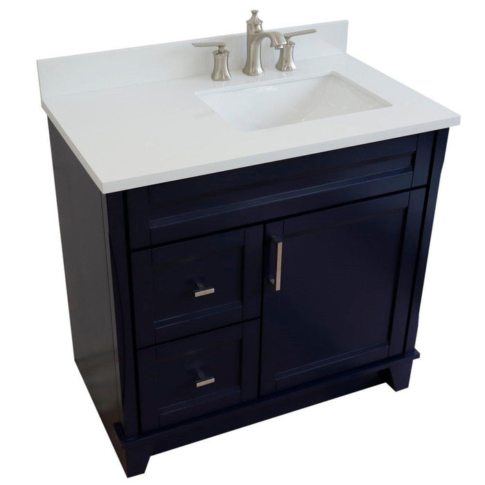 Bellaterra Home Terni 37" 1-Door 2-Drawer Blue Freestanding Vanity Set - Luxe Vanity & Tub